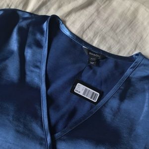 Blue satin one piece. RW&CO, XL.